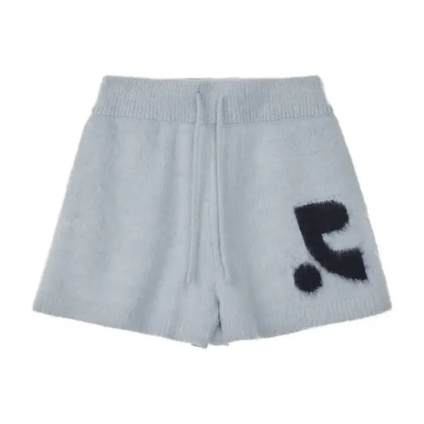 HAIRY KNIT SHORTS - SKY BLUE