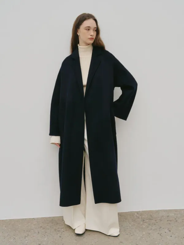 MAGOT Reversible Merino Wool Handmade Coat_Royal Navy