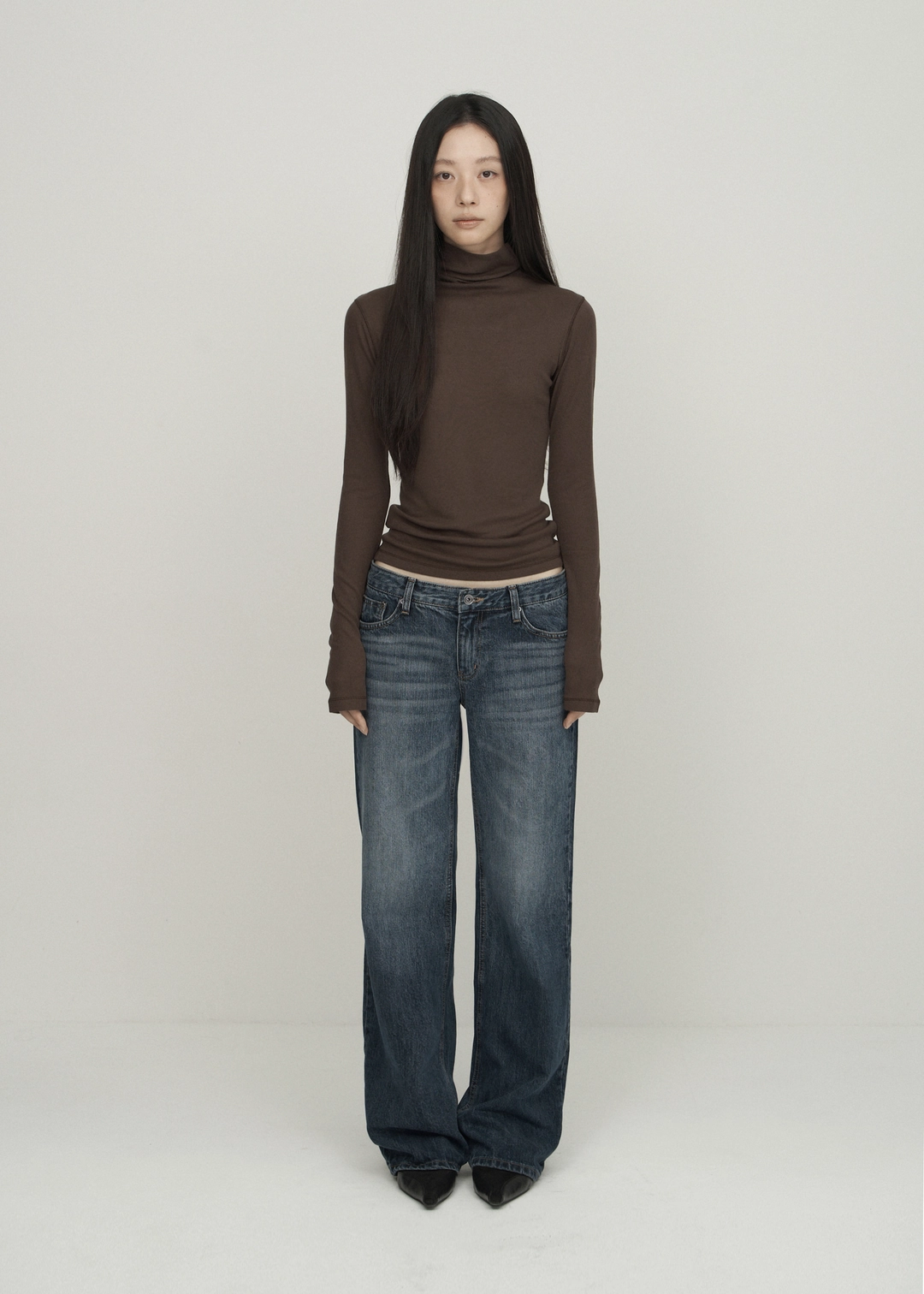보헤미안서울 BASIC TENCEL TURTLE NECK T, BROWN 상품 이미지 2