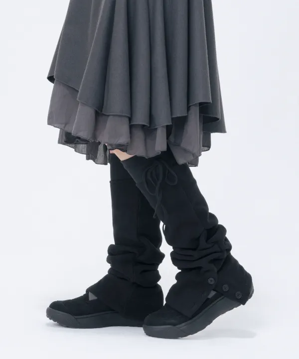 [10월 19일 발매] Button fleece leg warmer BLACK