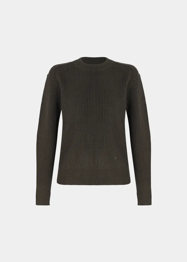 W MERINO-BLEND CREW NECK SWEATER - KHAKI