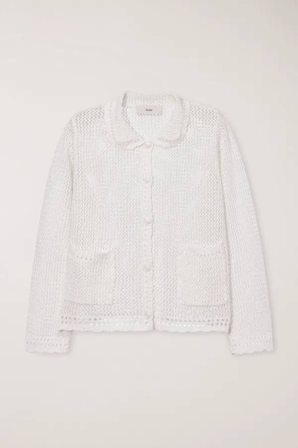 CROCHET COLLARED CARDIGAN IVORY_UDSW6B221IV