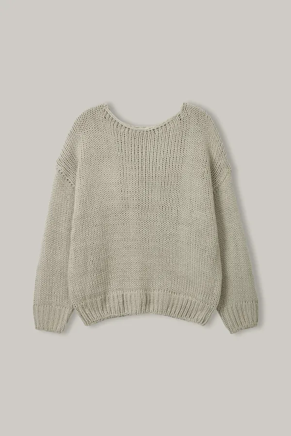 KN002 Open Neck Relaxed Knit (Khaki)