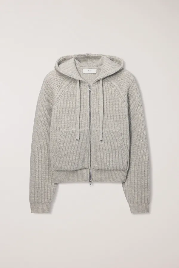 [EXCLUSIVE] UNISEX HOODED KNIT CARDIGAN LIGHT MELANGE GREY_UDSW6C104G2