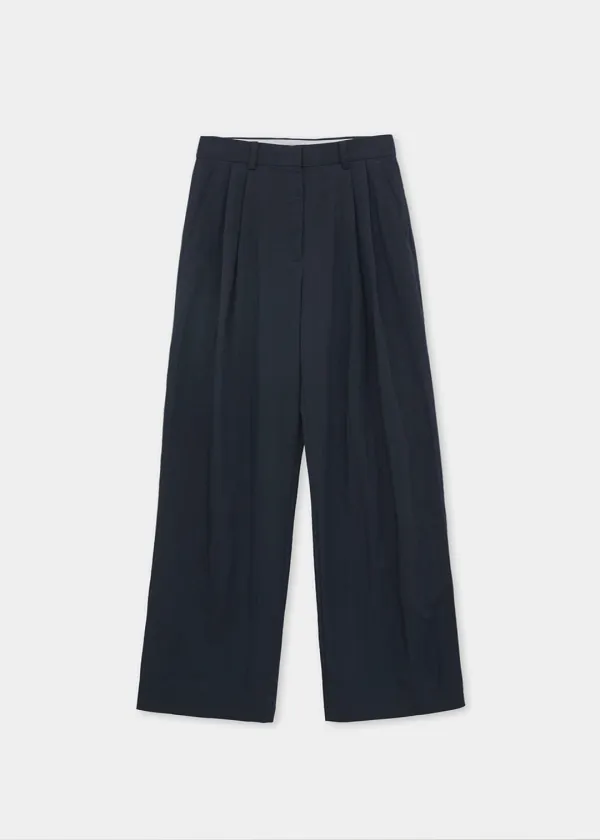 [기장선택] Summer loose slacks (navy)