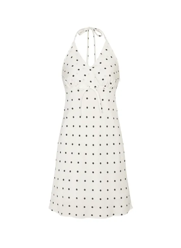Dot Halter Dress (White)