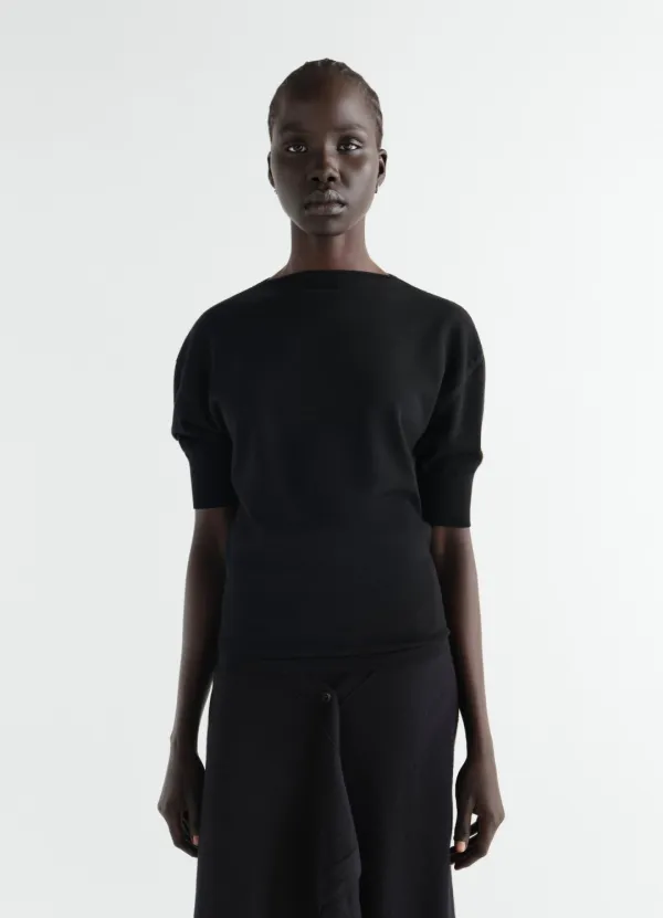 SHORT-SLEEVE SWEATER IN FINE MERINO WOOL
