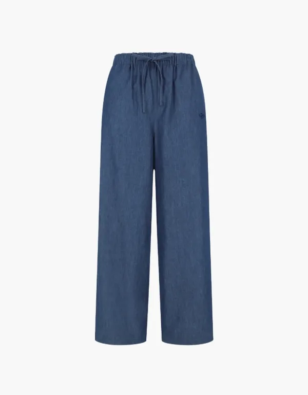 denim banding pants - blue