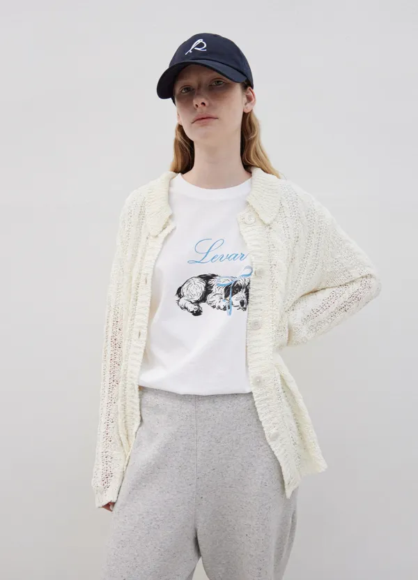 Loose Cable Knit Cardigan - Off White