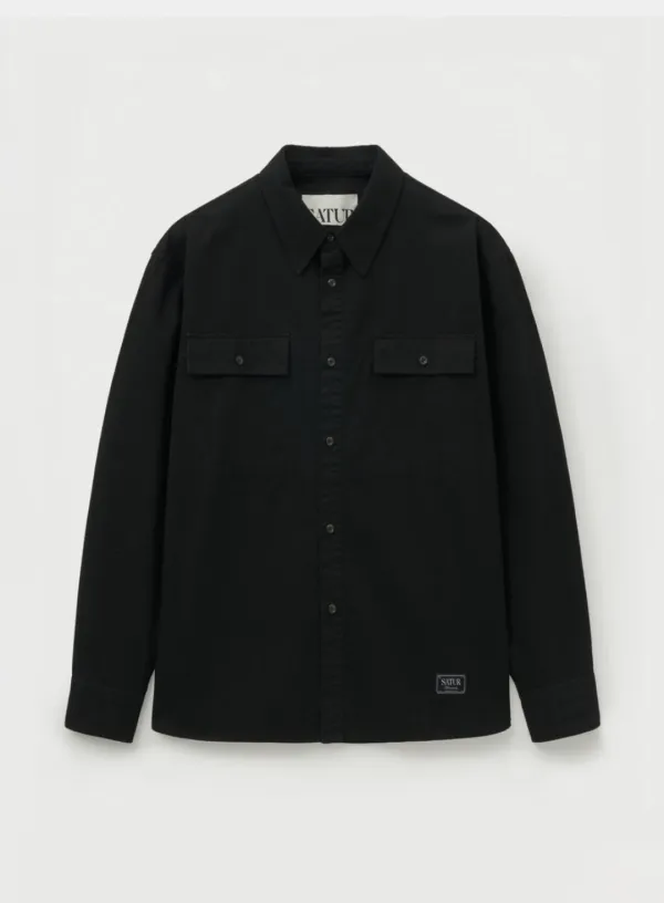 Contrast Stitch Dyed Cotton Shirt - Black