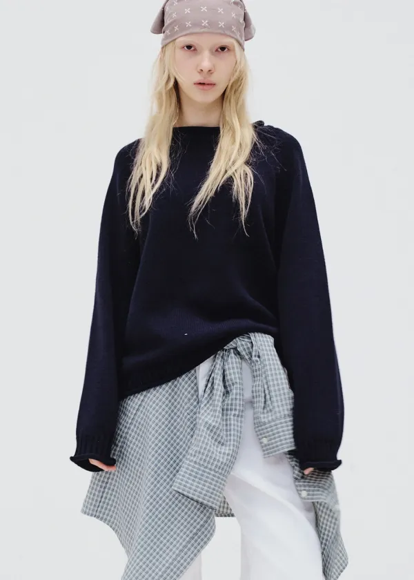 Rolled neck knit (navy)