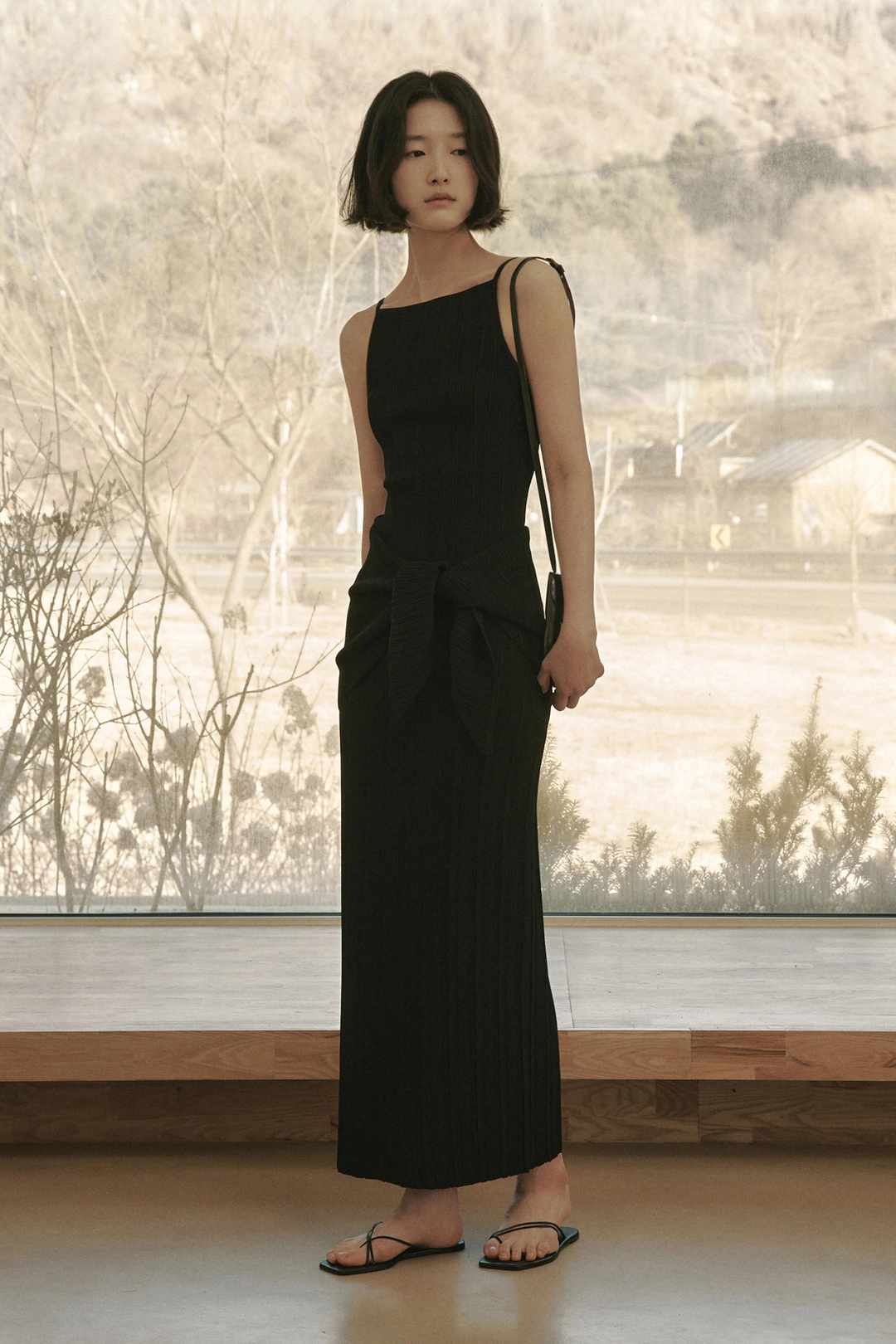 세이지먼트 ELENA PLEATS KNIT LONG SKIRT_BLACK 상품 이미지 2