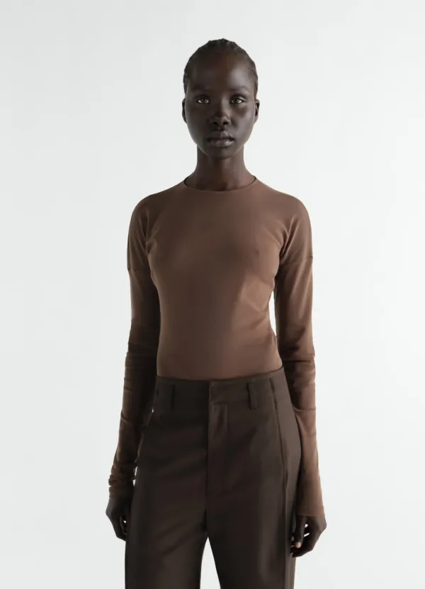 LONG-SLEEVE BALLERINA-STYLE TOP IN MESH JERSEY