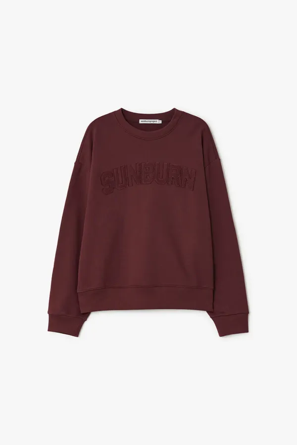 SUNBURN LOGO PATCH SWEATSHIRT, BURGUNDY