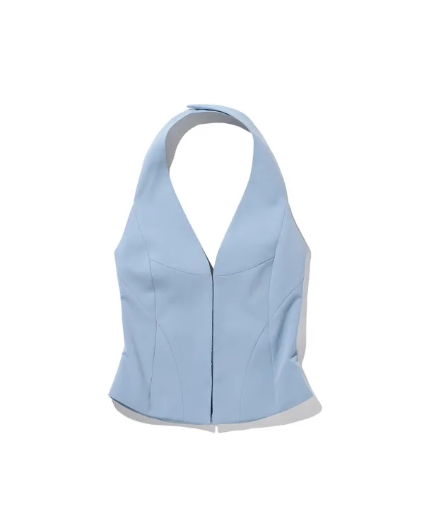 CONTOUR V-NECK VEST_SKY BLUE