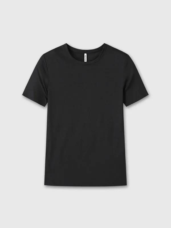 (W) TENCEL SHORT SLEEVE T-SHIRT_ BLACK