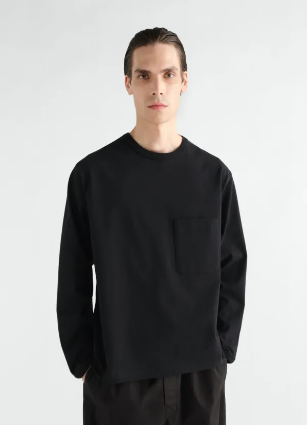 LONG-SLEEVE BOXY T-SHIRT IN COMPACT COTTON JERSEY