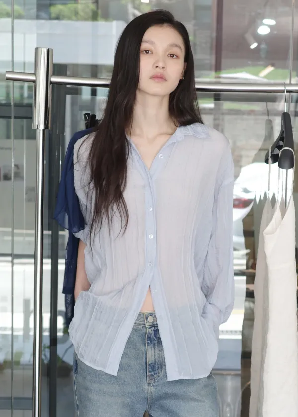 AIRY SHEER SHIRT [ BLUE ]