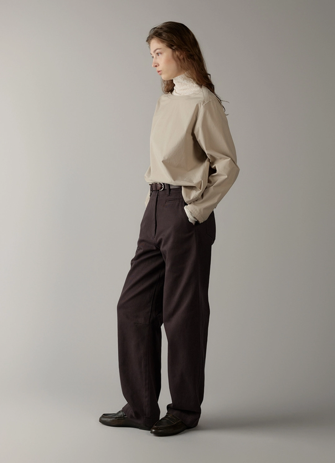 블랭크공삼 cotton boat-neck shirt (beige) 상품 이미지 3