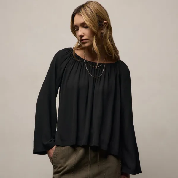 Soft Matte Gathered Top - Black