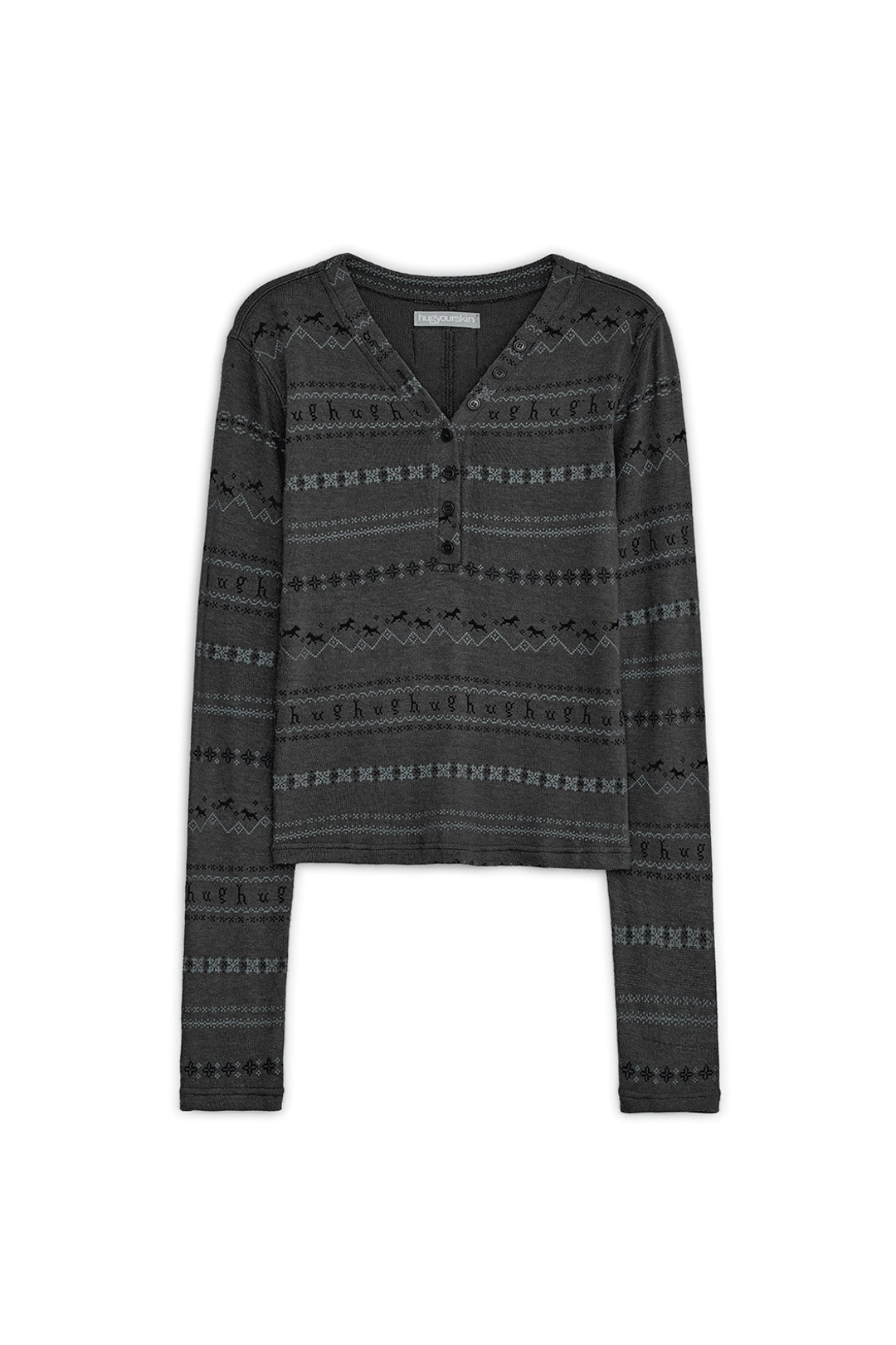 허그유어스킨 [9월 28일 출고] Nordic henry neck top (Charcoal) 상품 이미지 1