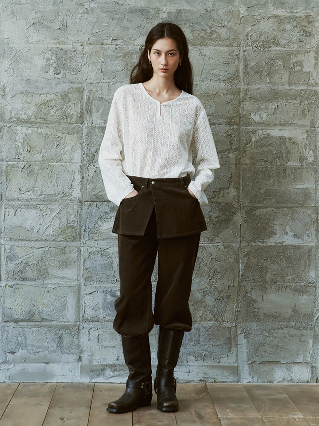 프리터 Layered Corduroy Pants Khaki_F254PT02 상품 이미지 3