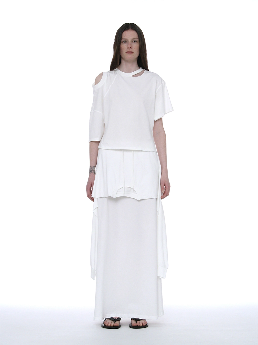 파르티멘토 [WOMEN] DECONSTRUCTED TEE MAXI SKIRT_WHITE 상품 이미지 2