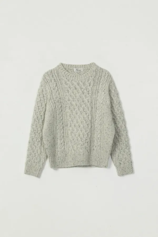 SKOVA ROUND NECK CABLE WOOL KNIT_IVORY