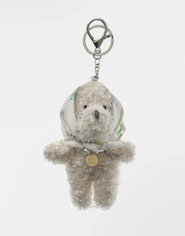 [논로컬 X 이하여백] Hair Kerchief Bear keyring - Light Beige