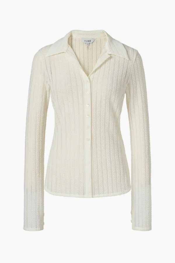 Lace Collared Long Sleeve Blouse, Ivory