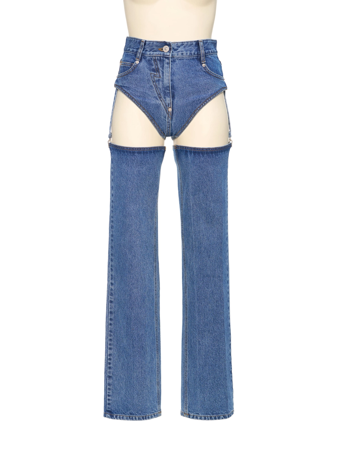 푸쉬버튼 SS26 BLUE HIGH-CUT DETACHABLE GARTER JEANS 상품 이미지 1