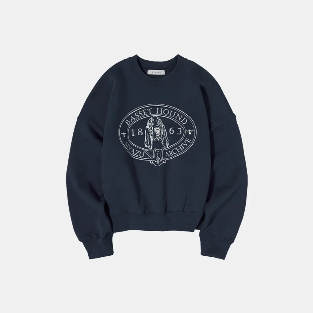 시야쥬 SITP5072 basset hound sweat shirt_Dark navy 상품 이미지 2