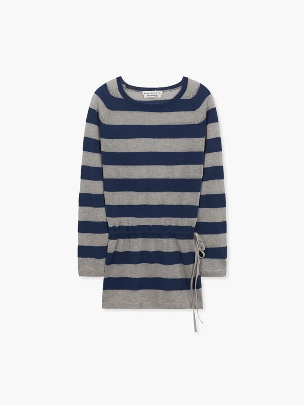 METALLIC STRIPE KNIT DRESS_navy