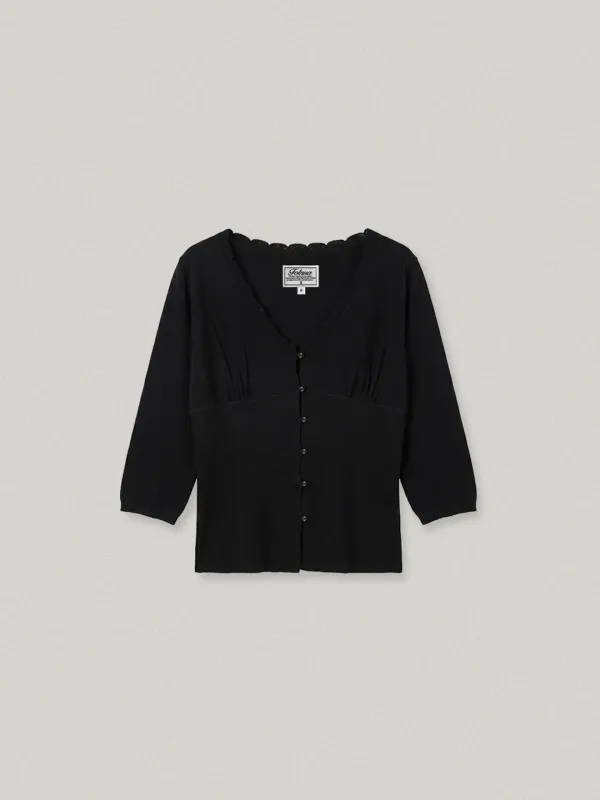 DENTELLE LACE FITTED CARDIGAN - BLACK당텔 레이스 피티드 가디건