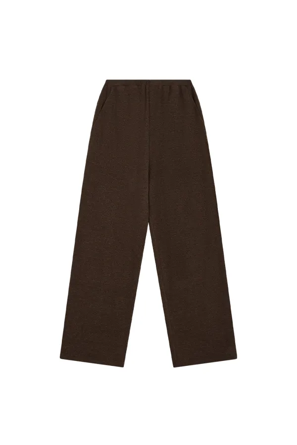 WIDE KNIT PANTS - BROWN