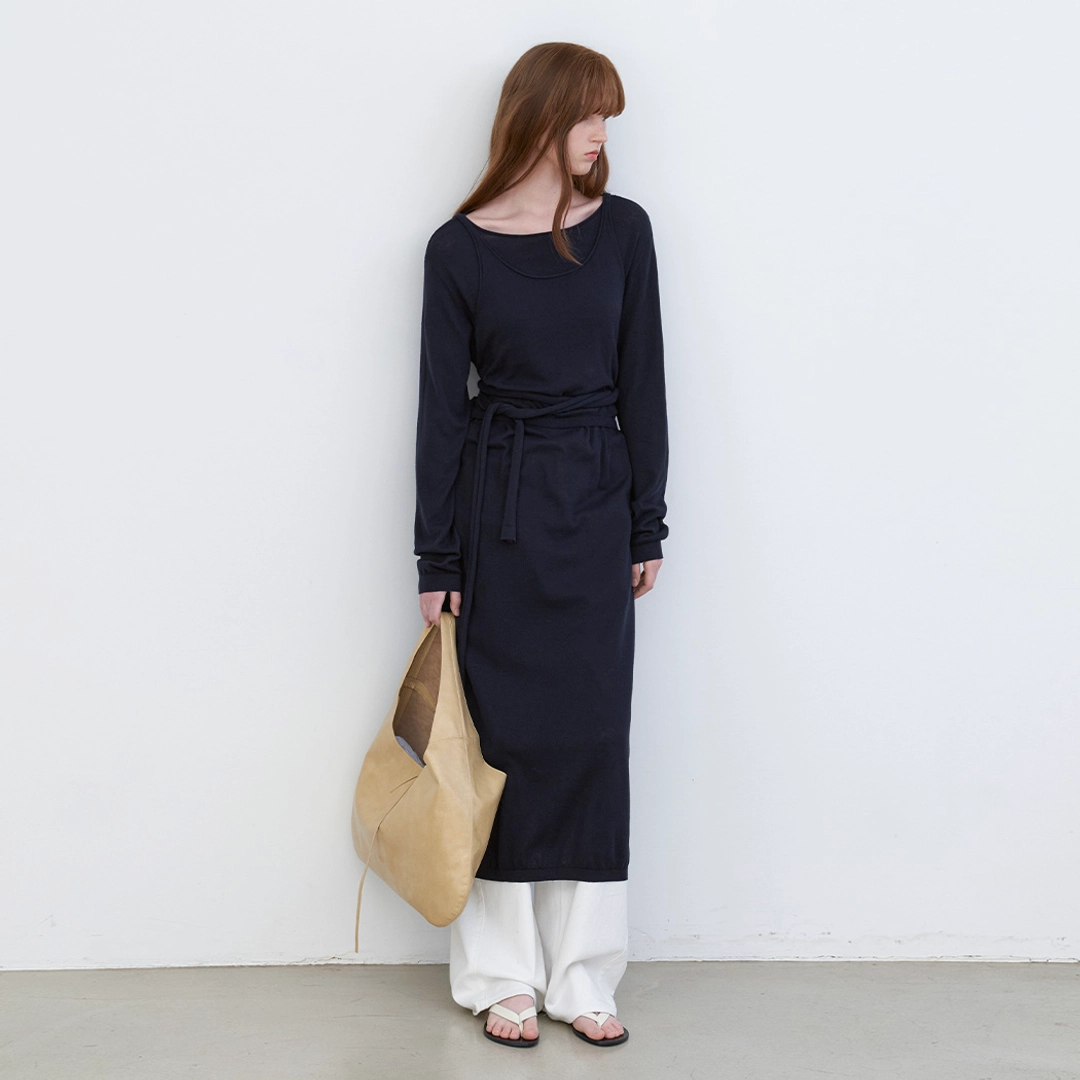 아뜰리에 나인 (OP-6316)STRAP LAYERD VEST & KNIT DRESS SET 상품 이미지 2