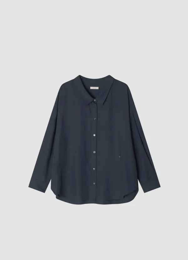Open Collared Blouse_Navy