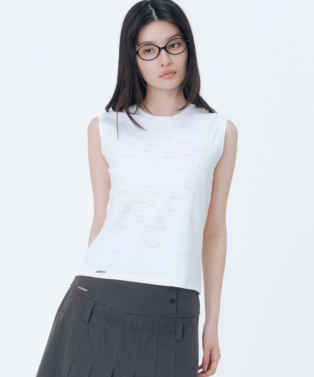 미세키서울 Typographic semi crop sleeveless WHITE 상품 이미지 2