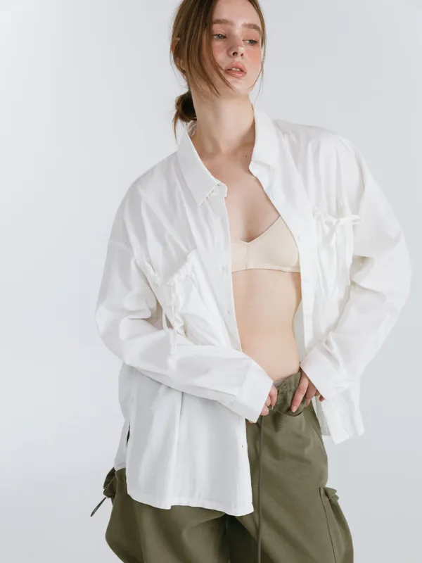 SHIRRING POCKET SHIRT / WHITE