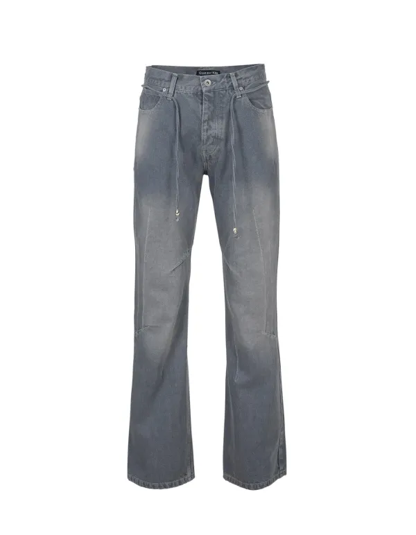 OVERLOCK STITCH BOOTS CUT PANTS_DIRTY INDIGO