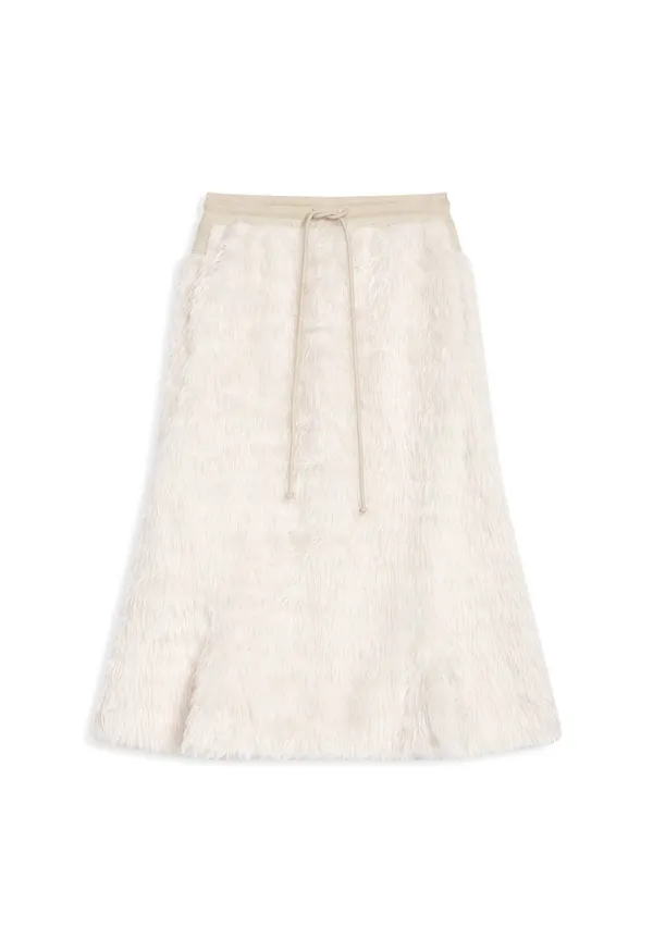 SHAGGY FUR TRACK SKIRT, CREAM