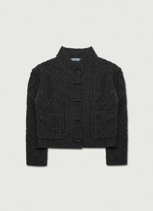 Room Cable Cardigan [charcoal] - LoveBymood