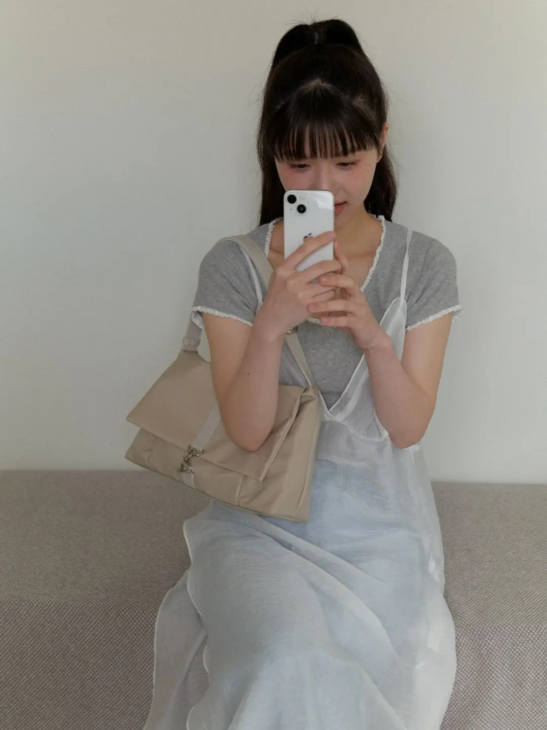 오브히 클로이 나일론백 Chloe Nylon Bag_Beige 상품 이미지 1