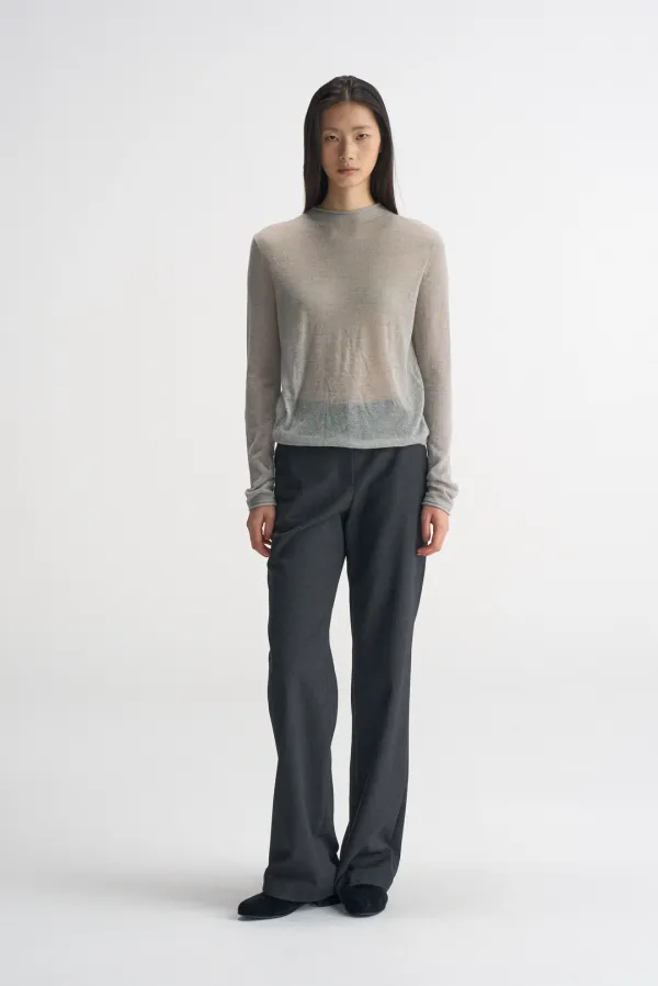 Sheer Mock-Neck Knit_Light Gray