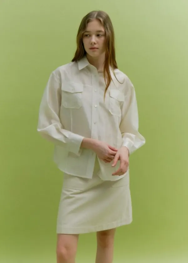 SILKY SHEER BLOUSE (cream ivory)