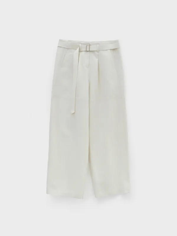 [S : 5/26 예약배송] Wide-Fit Belted Pants_Ivory