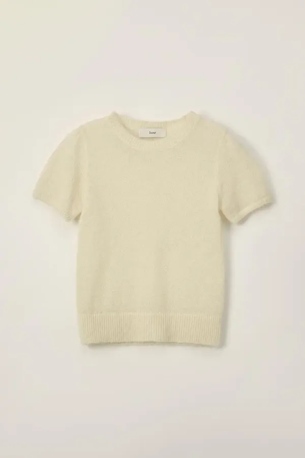 PETIT HALF SLEEVE KNIT TOP IVORY