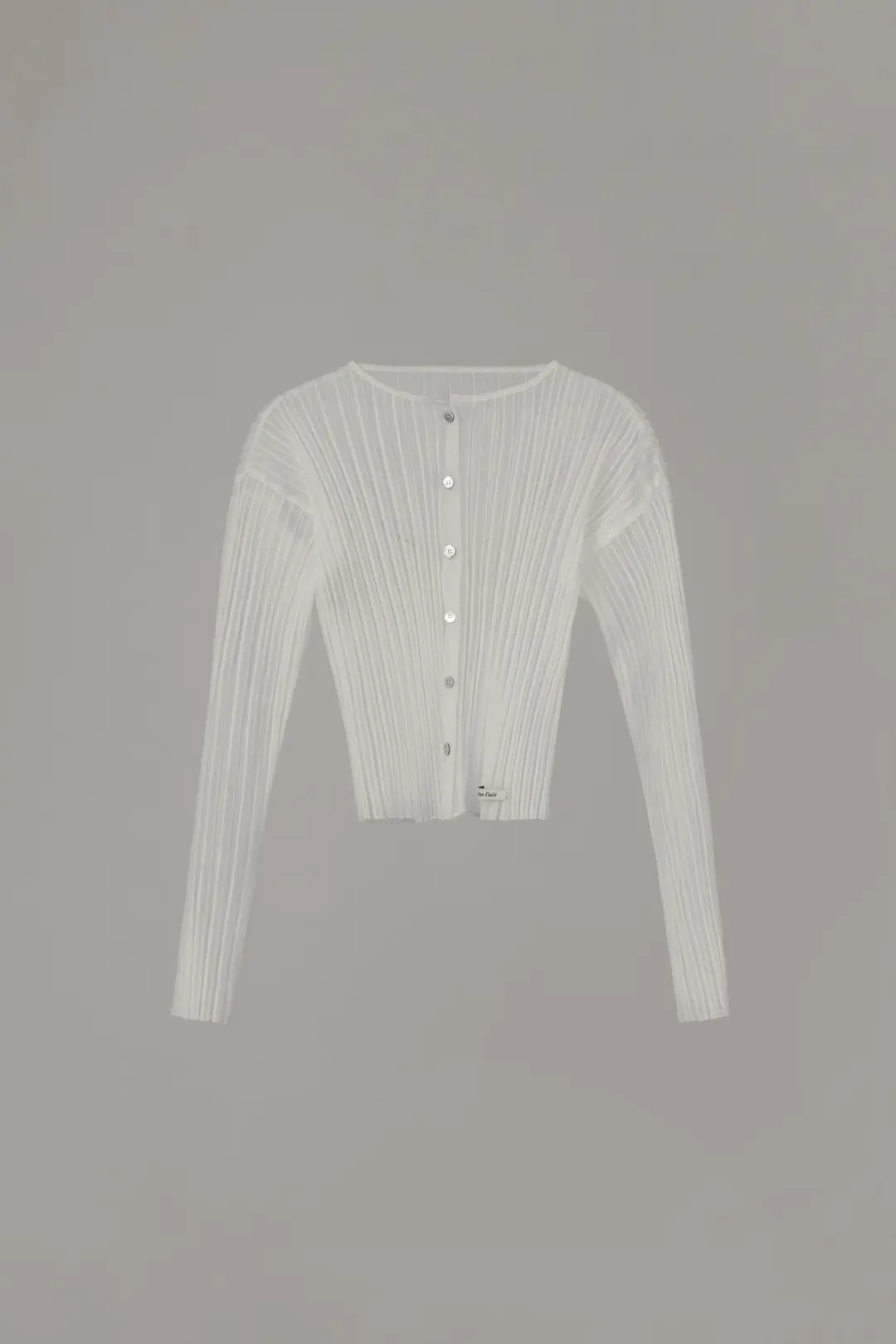 오버듀플레어 SHEER GLOSSY RIBBED CARDIGAN_WHITE 상품 이미지 3