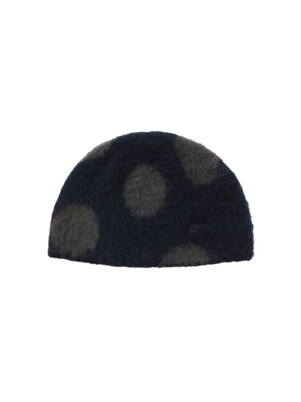 Fluffy Dotted Knit Beanie - Navy