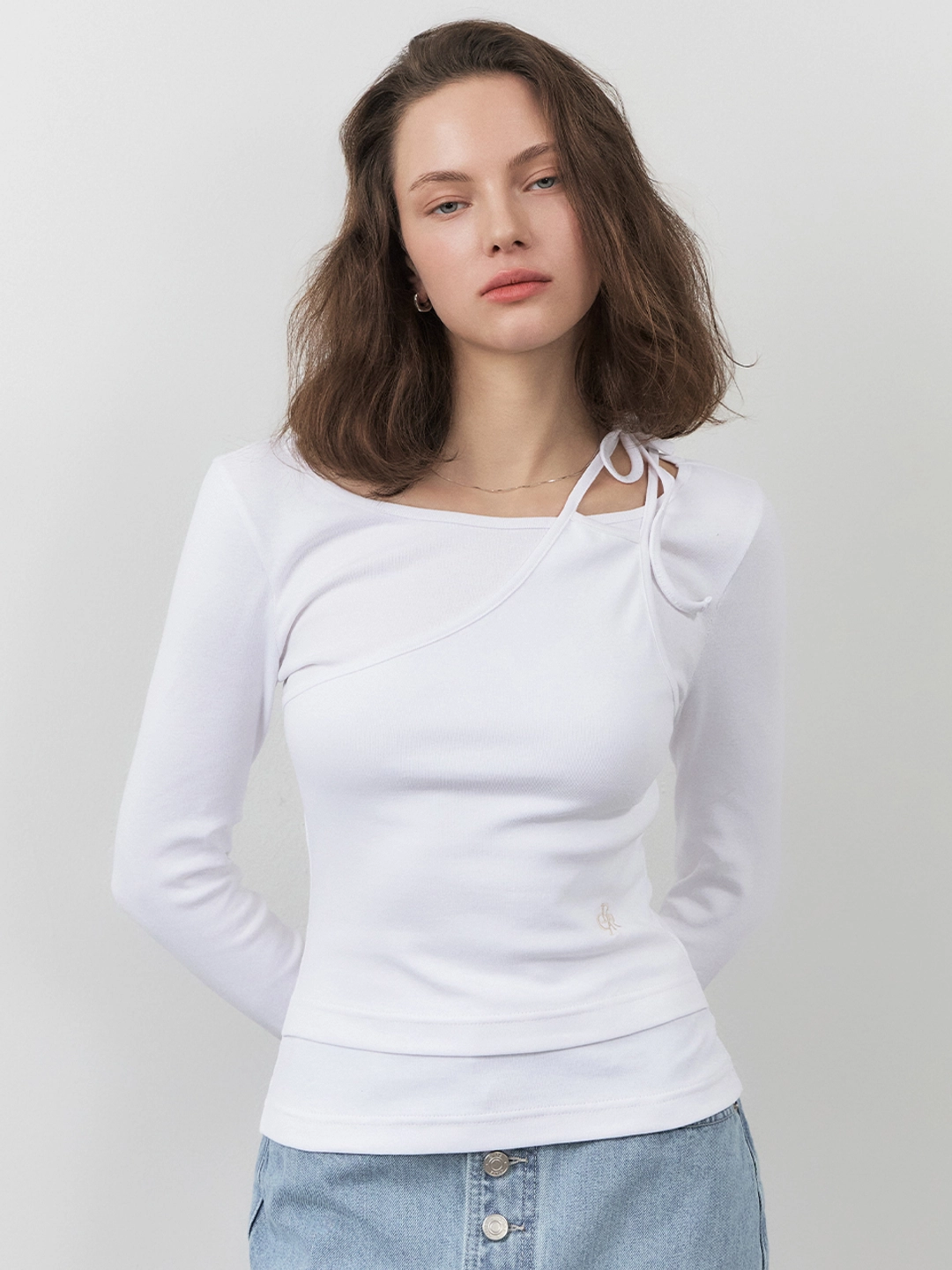 시티브리즈 언발 레이어드 긴팔 티셔츠_WHITE 상품 이미지 2